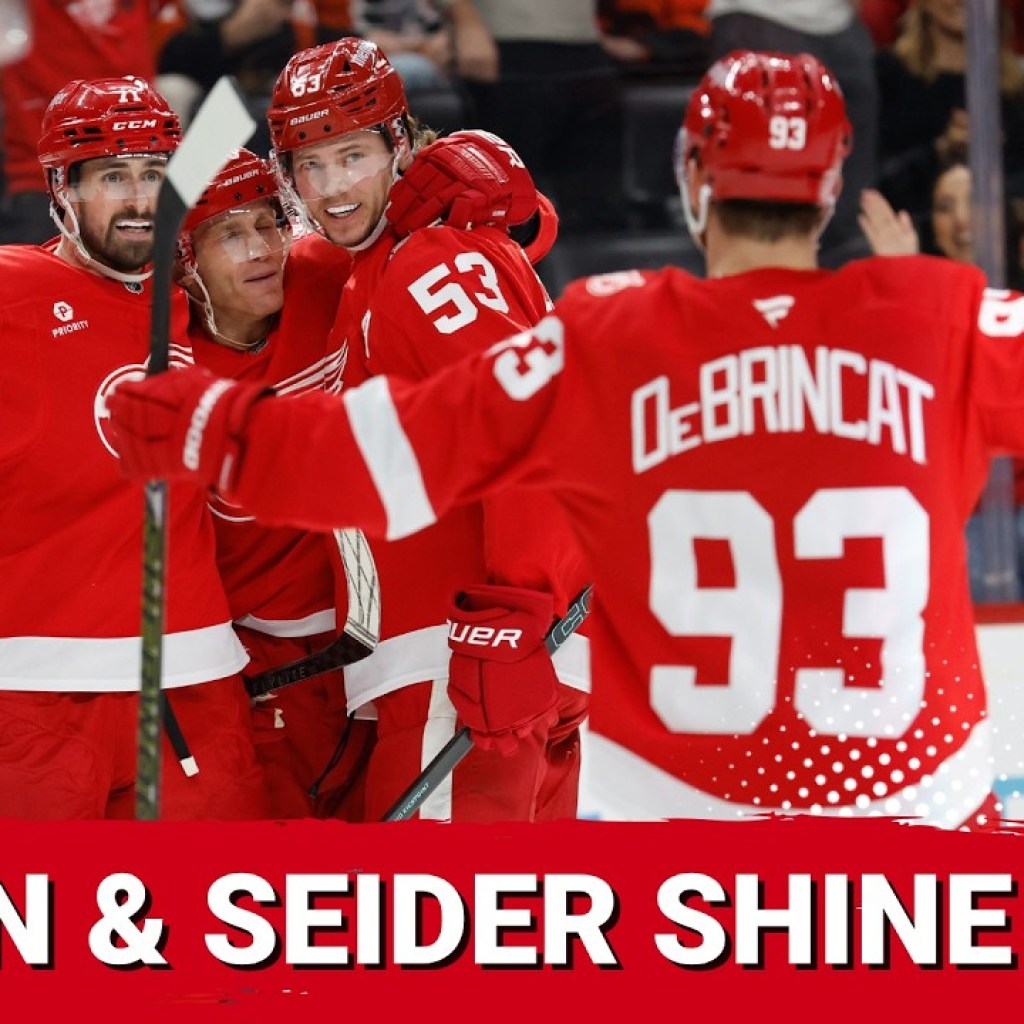LARKIN’S HAT-TRICK, SEIDER’S 5 POINTS & DEBRINCAT’S 40TH GOAL! Red Wings thrill in win over Flyers LARKIN’S HAT-TRICK, SEIDER’S 5 POINTS & DEBRINCAT’S 40TH GOAL! Red Wings thrill in win over Flyers