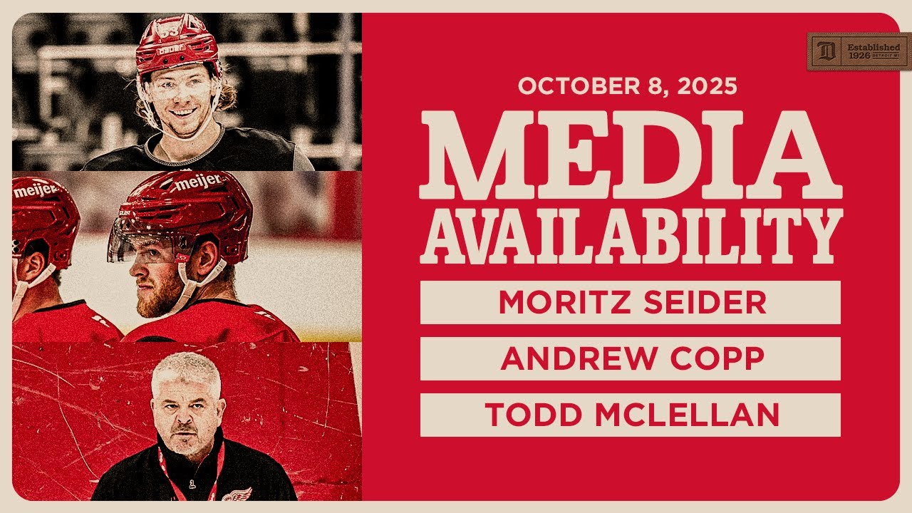 Moritz Seider, Andrew Copp, Todd McLellan Media | Oct. 8, 2025 Moritz Seider, Andrew Copp, Todd McLellan Media | Oct. 8, 2025