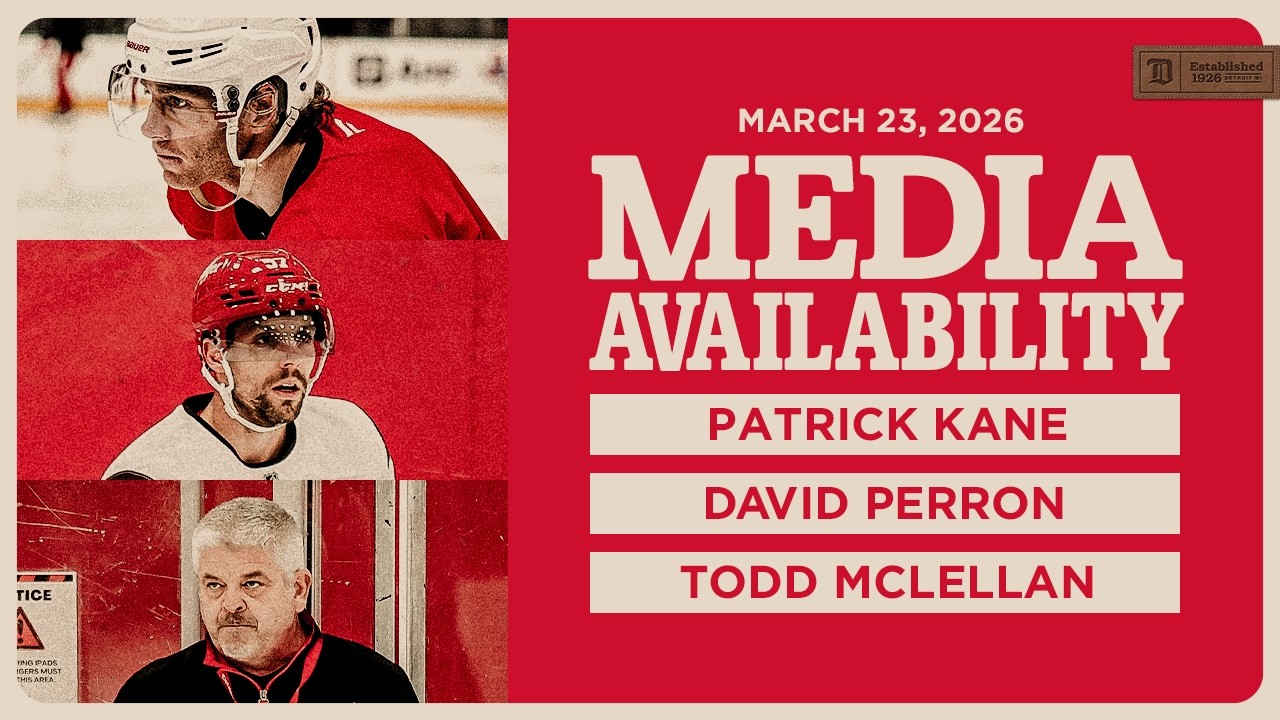 Patrick Kane, David Perron, Todd McLellan Practice Media | March 23, 2026 Patrick Kane, David Perron, Todd McLellan Practice Media | March 23, 2026
