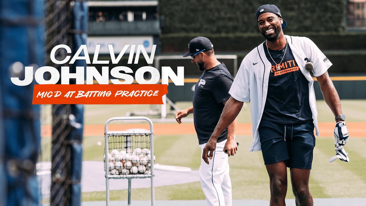 Detroit Lions Legend Calvin Johnson is Mic’d Up to Take Some Swings at Tigers Batting Practice Detroit Lions Legend Calvin Johnson is Mic’d Up to Take Some Swings at Tigers Batting Practice