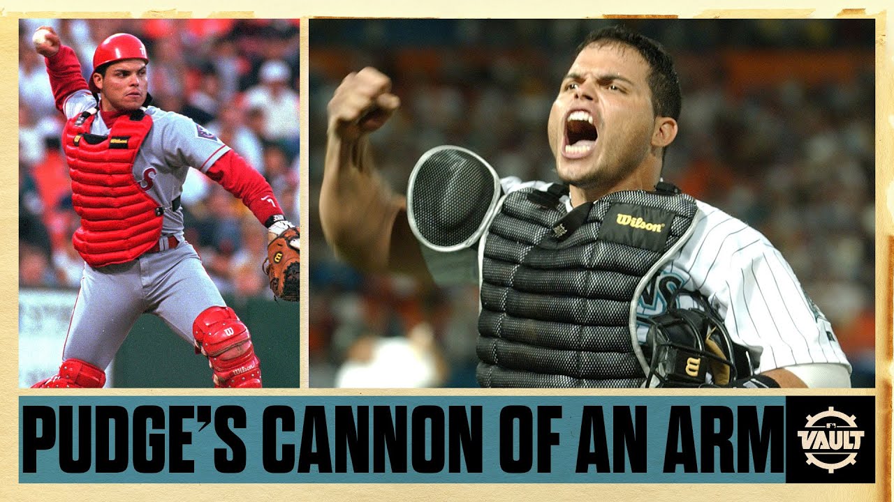 Ivan “Pudge” Rodriguez had a CANNON of an arm! One of the best catchers ever Ivan “Pudge” Rodriguez had a CANNON of an arm! One of the best catchers ever