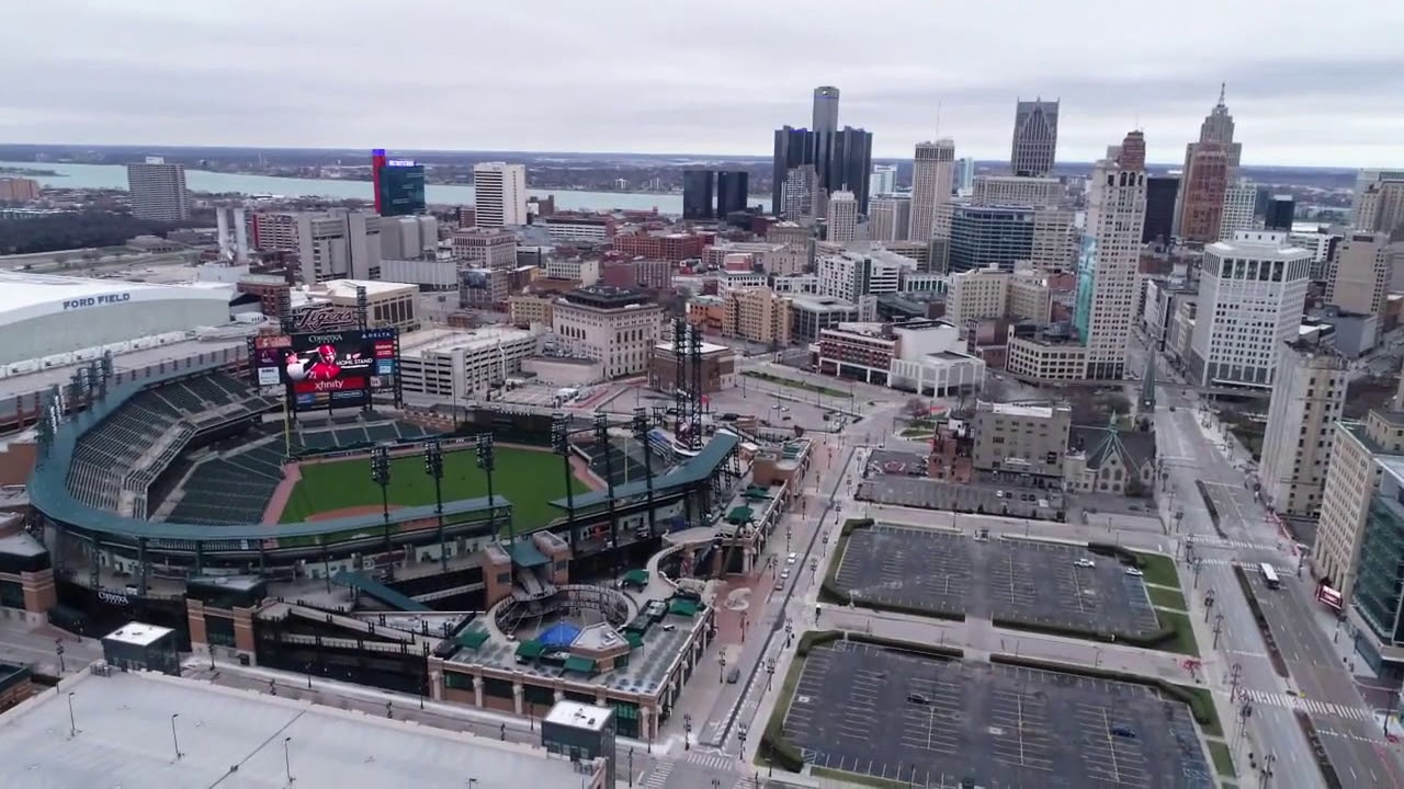 Aerial view at the Tigers Opening Day that never was Aerial view at the Tigers Opening Day that never was