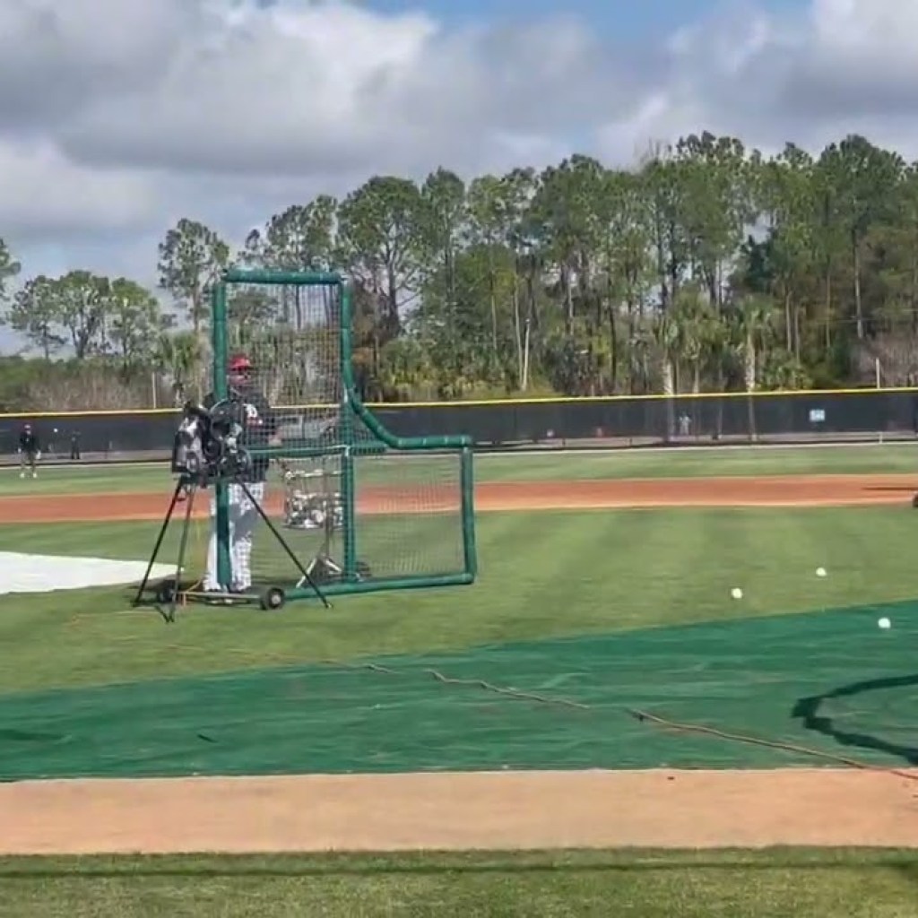 Tigers’ Colt Keith hits a home run in spring training batting practice Tigers’ Colt Keith hits a home run in spring training batting practice
