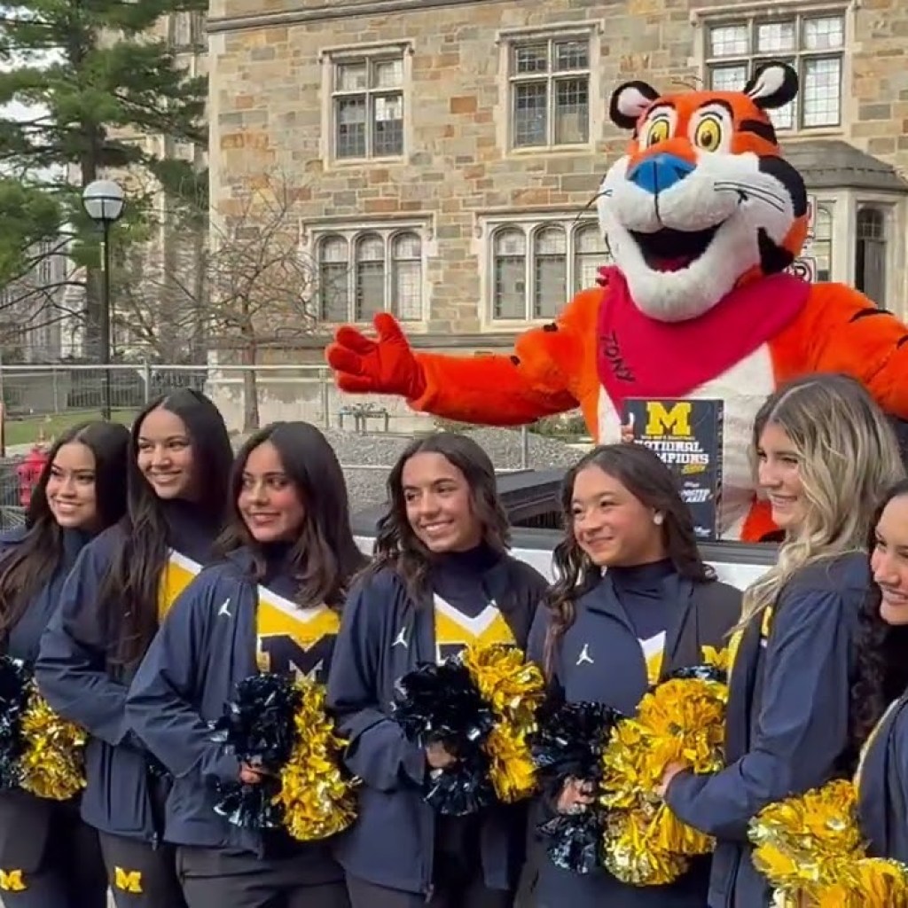 Tony the Tiger is at Michigan basketball championship parade Tony the Tiger is at Michigan basketball championship parade