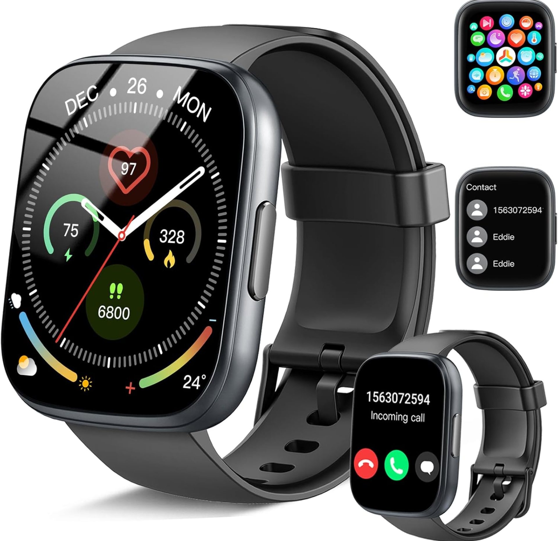 Smart Watch, 1.95″ Smartwatch for Men Women(Answer/Make Call), 2025 New Fitness Watch with 110+ Sports Modes, Fitness Activity Tracker with Heart Rate/Pedometer/Sleep/IP68 Waterproof for Android iOS Smart Watch, 1.95″ Smartwatch for Men Women(Answer/Make Call), 2025 New Fitness Watch with 110+ Sports Modes, Fitness Activity Tracker with Heart Rate/Pedometer/Sleep/IP68 Waterproof for Android iOS