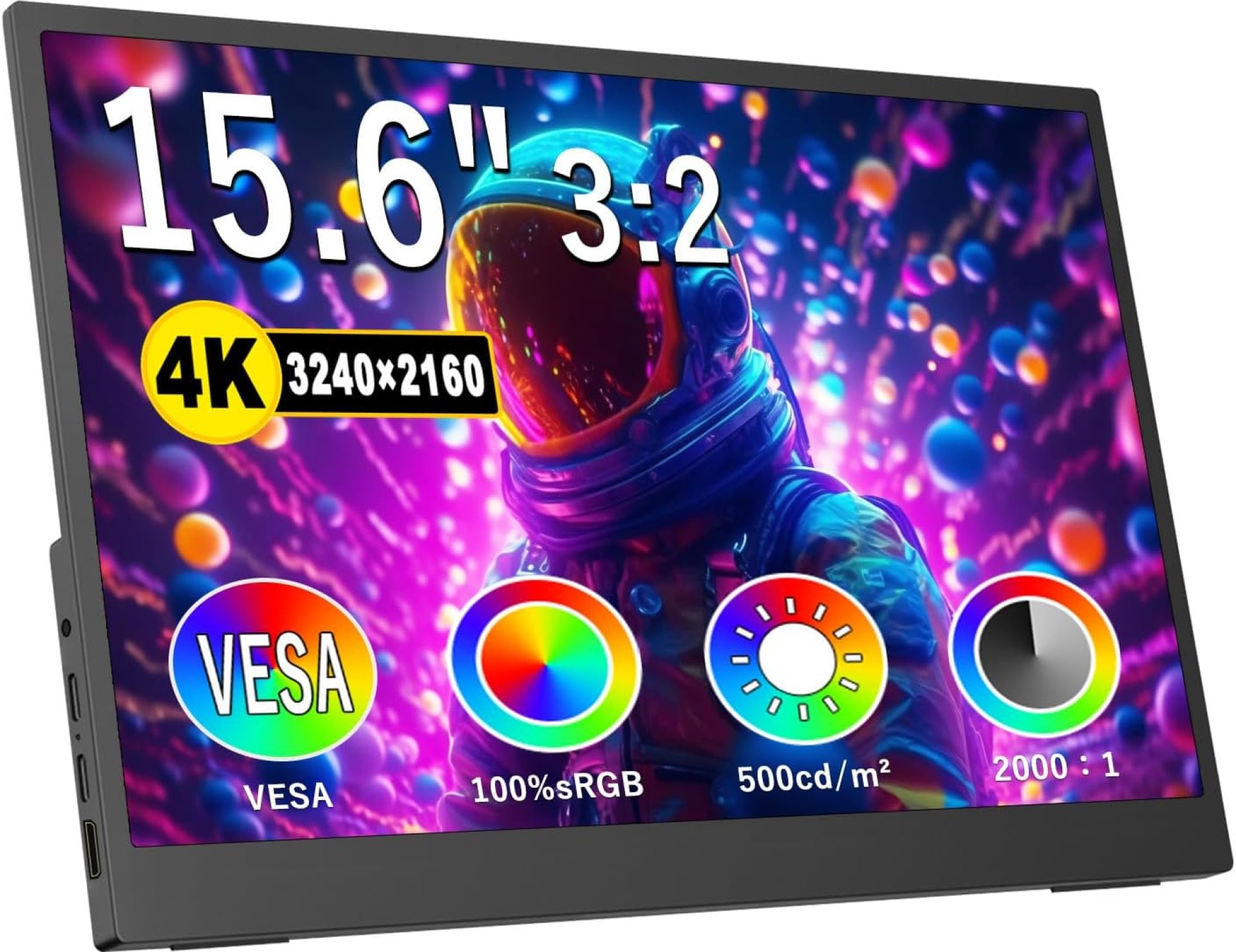 Portable Monitor 15.6inch 4K,3240 * 2160 Ultra-Slim Computer Gaming Monitor, 4K Monitor,500cd,100% sRGB w/45° Adjustable Stand,Standard HDMI USB-C Computer Display,for Laptop PC Phone Mac Portable Monitor 15.6inch 4K,3240 * 2160 Ultra-Slim Computer Gaming Monitor, 4K Monitor,500cd,100% sRGB w/45° Adjustable Stand,Standard HDMI USB-C Computer Display,for Laptop PC Phone Mac