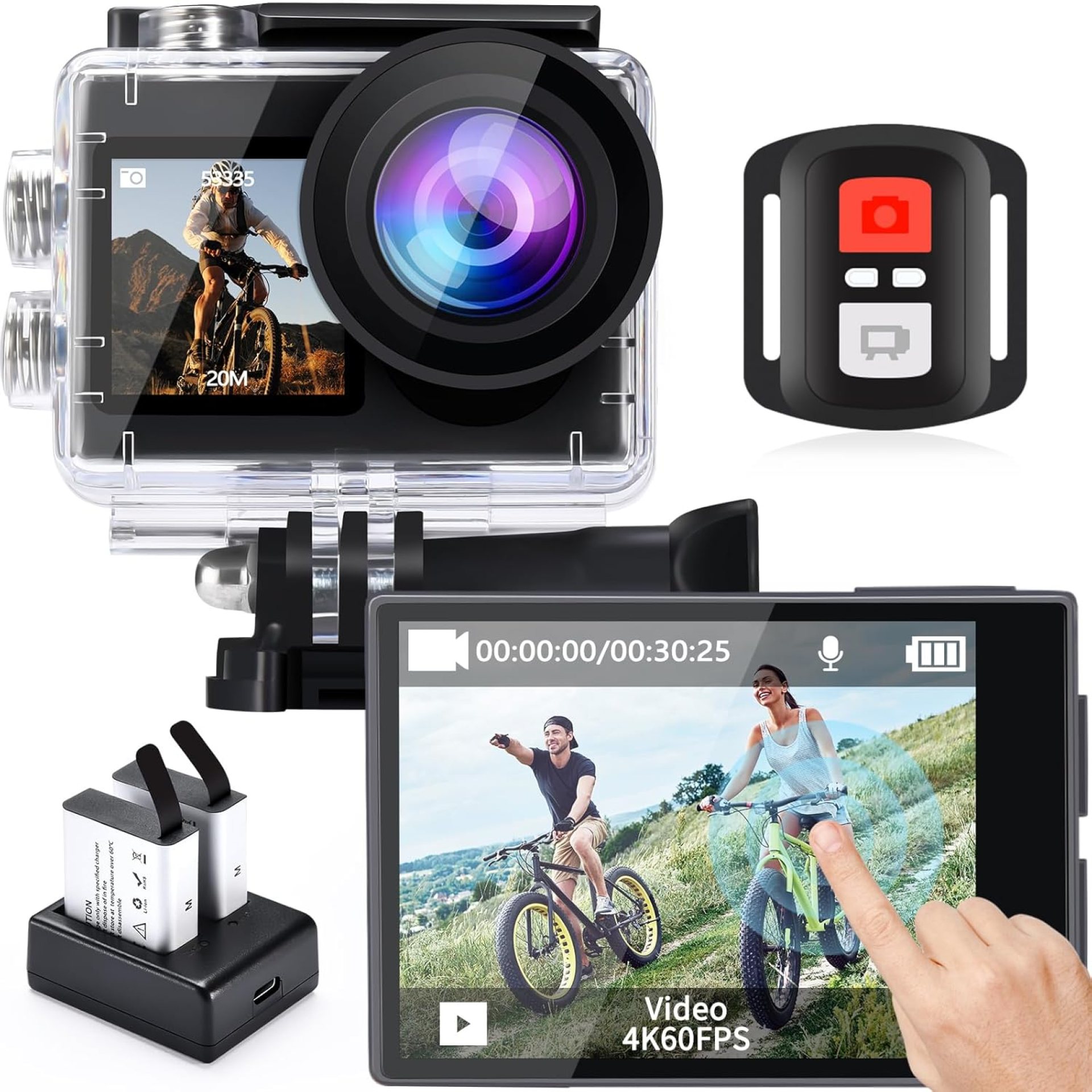 icefox Action Camera 4K 60FPS 20MP, Underwater with EIS,5XZoom,App Support Video&Photo Editing,Waterproof Camera WiFi Remote Control for Cycling, Swimming, and Diving icefox Action Camera 4K 60FPS 20MP, Underwater with EIS,5XZoom,App Support Video&Photo Editing,Waterproof Camera WiFi Remote Control for Cycling, Swimming, and Diving