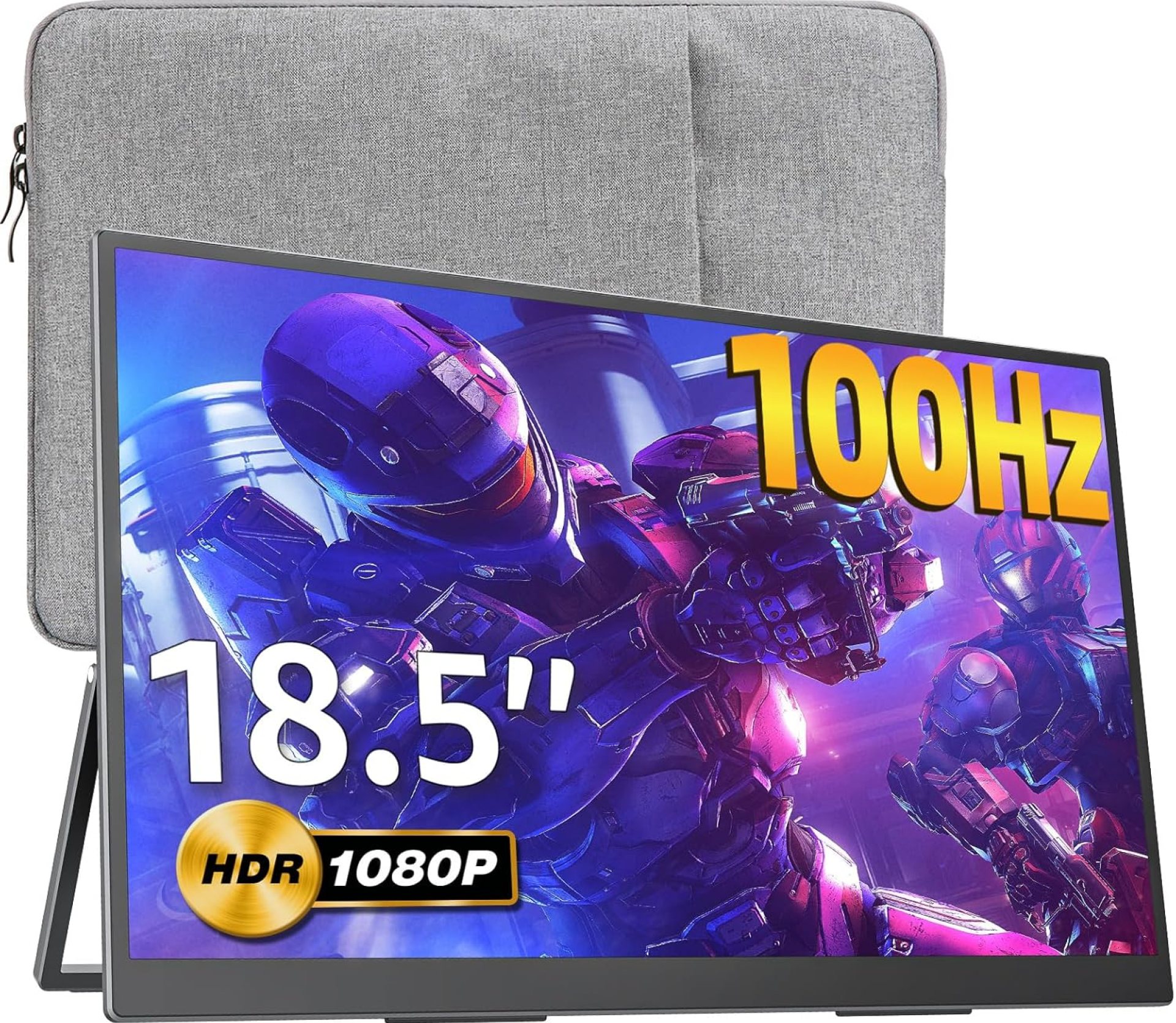 Portable Monitor 18.5 inch 1080P FHD 100Hz 125% sRGB HDMI USB-C Large Portable Monitor for Laptop MacBook Xbox PS4/5, Travel Monitor with Kickstand, VESA Compatible Portable Monitor 18.5 inch 1080P FHD 100Hz 125% sRGB HDMI USB-C Large Portable Monitor for Laptop MacBook Xbox PS4/5, Travel Monitor with Kickstand, VESA Compatible