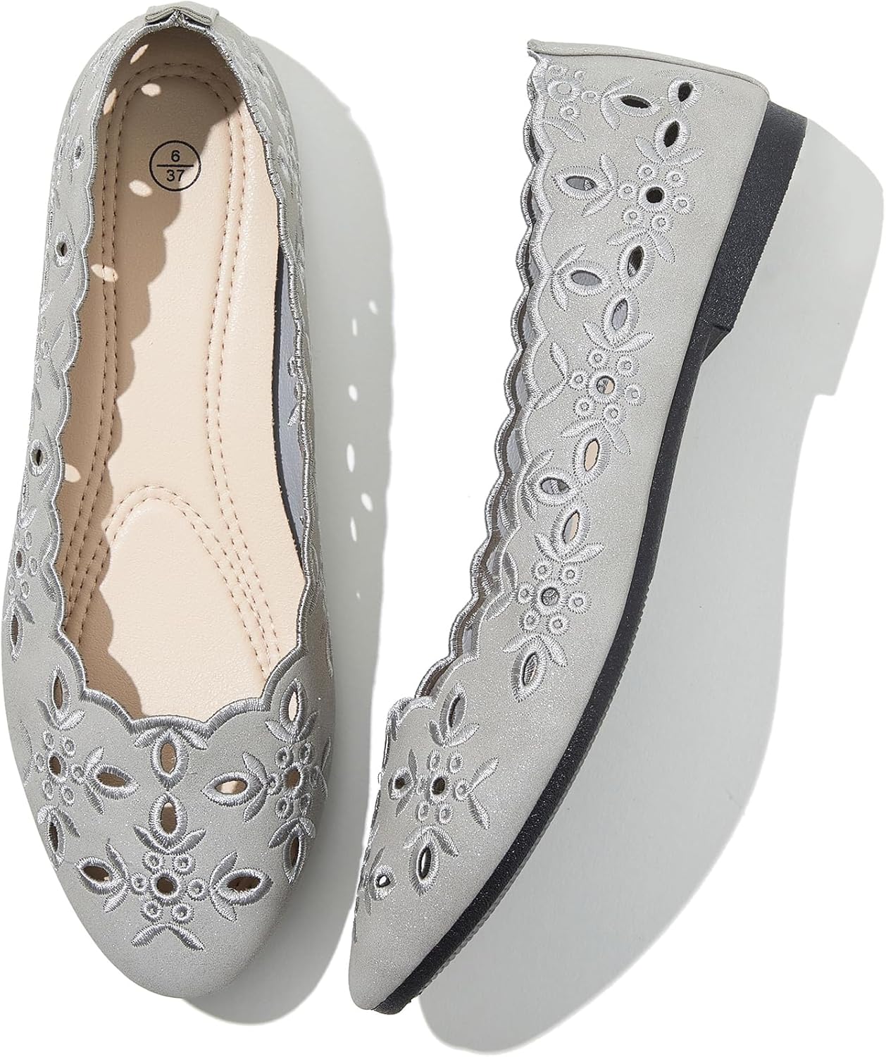 Shupua Women’s Comfortable Dress Shoes Ballet Flats Slip On Shoes Black Flats Round Toe PU Leather Flats Summer with Floral Eyelets Shupua Women’s Comfortable Dress Shoes Ballet Flats Slip On Shoes Black Flats Round Toe PU Leather Flats Summer with Floral Eyelets