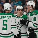 Wyatt Johnston scores 2, Roope Hintz has goal and assist as Stars beat Sharks 5-3 Wyatt Johnston scores 2, Roope Hintz has goal and assist as Stars beat Sharks 5-3