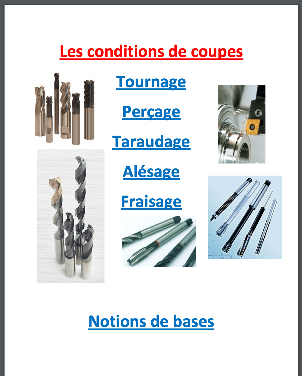 Les conditions de coupes Mécanique en PDF Les conditions de coupes Mécanique en PDF