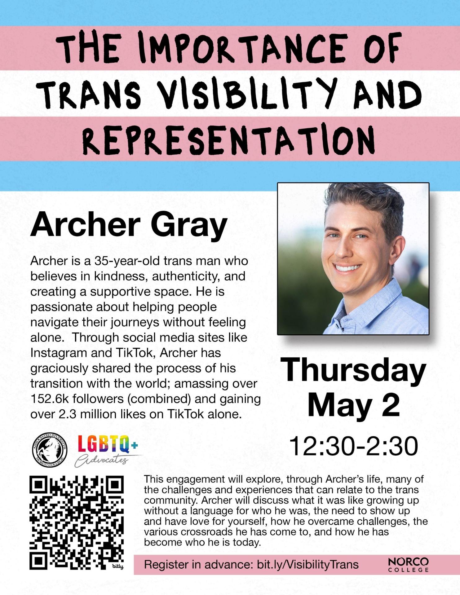 LGBTQ+ Speaker Series: The Importance of Trans Visibility and Representation LGBTQ+ Speaker Series: The Importance of Trans Visibility and Representation