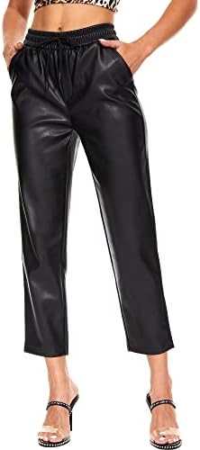 Tagoo Faux Leather Pants for Women High Waisted Pleather Joggers Straight Leg Trousers with Pockets Tagoo Faux Leather Pants for Women High Waisted Pleather Joggers Straight Leg Trousers with Pockets