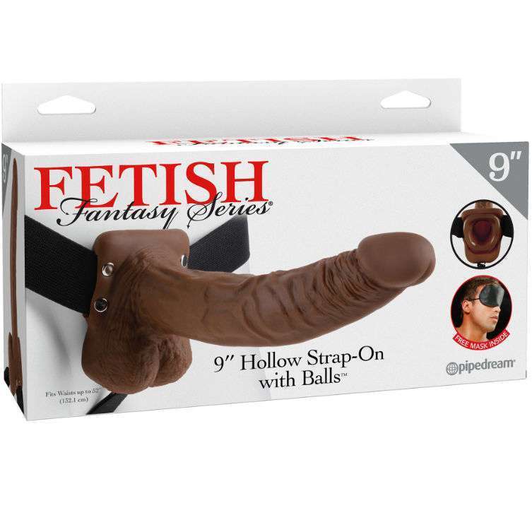 FETISH FANTASY SERIES – SANGLE CREUSE 9 AVEC BOULES 22.9CM MARRON