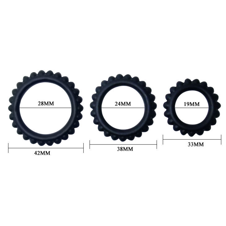 BAILE – TITAN SET 3 PCS COCK RING NOIR 2.8 + 2.4 + 1.9 CM