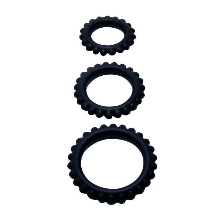 BAILE – TITAN SET 3 PCS COCK RING NOIR 2.8 + 2.4 + 1.9 CM