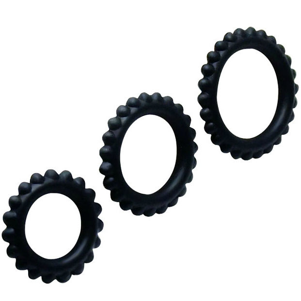 BAILE – TITAN SET 3 PCS COCK RING NOIR 2.8 + 2.4 + 1.9 CM