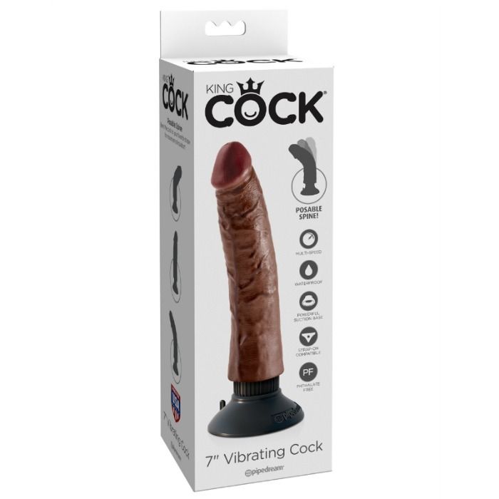 KING COCK – BITE VIBRANTE MARRON 17,78 CM