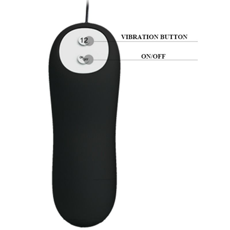 PRETTY LOVE – PLUG ANAL FORME DANCRE SILICONE 12 MODES DE VIBRATION NOIR