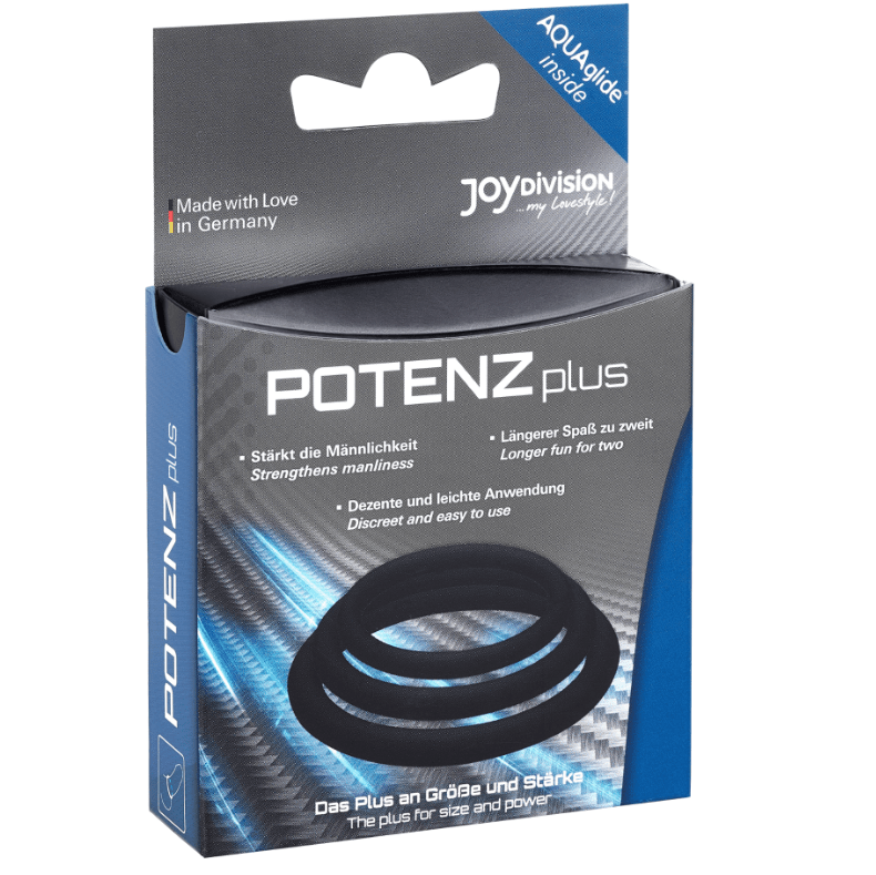 JOYDIVISION POTENZDUO – PLUS LOT DE 3 ANNEAUX NOIR – S, M, L