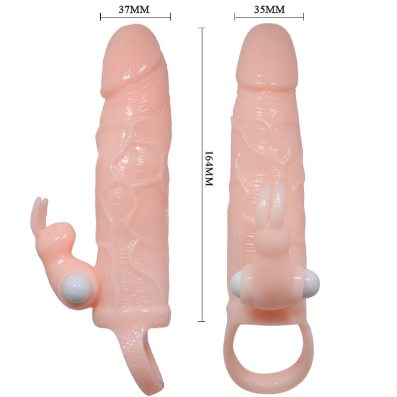 BAILE – COUVERCLE DE PÉNIS BRAVE MAN AVEC CHAIR DE LAPIN ET DOUBLE MOTEUR 16.5 CM