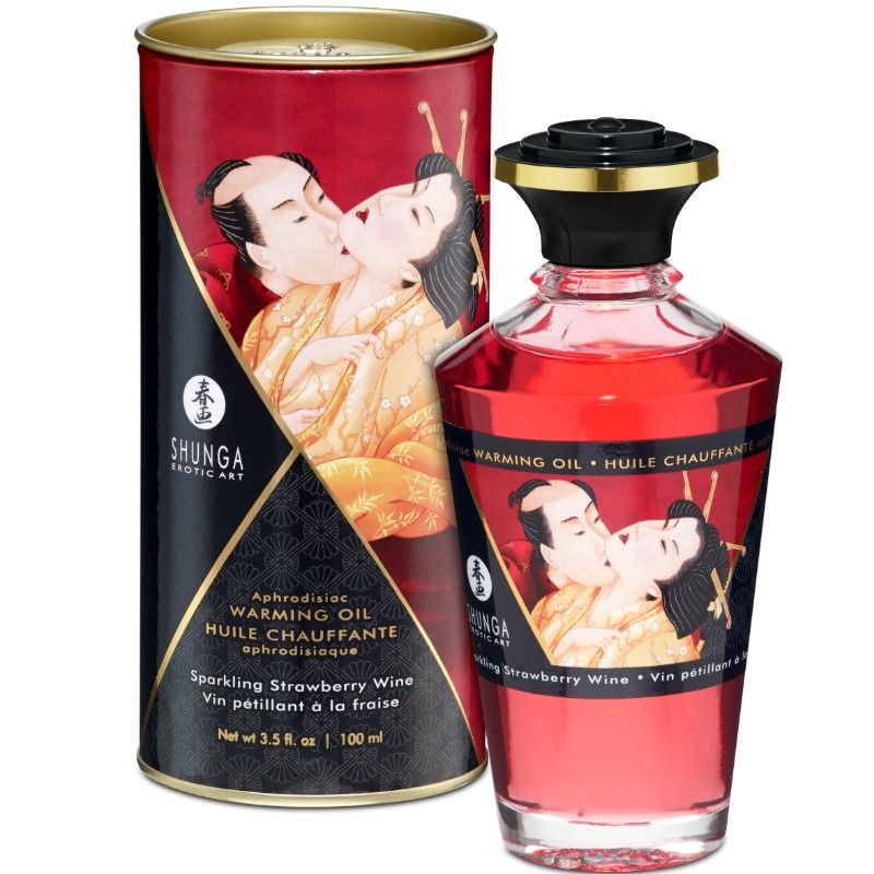 SHUNGA – HUILE DE MASSAGE EFFET CHALEUR FRAISES ET CAVA 100 ML