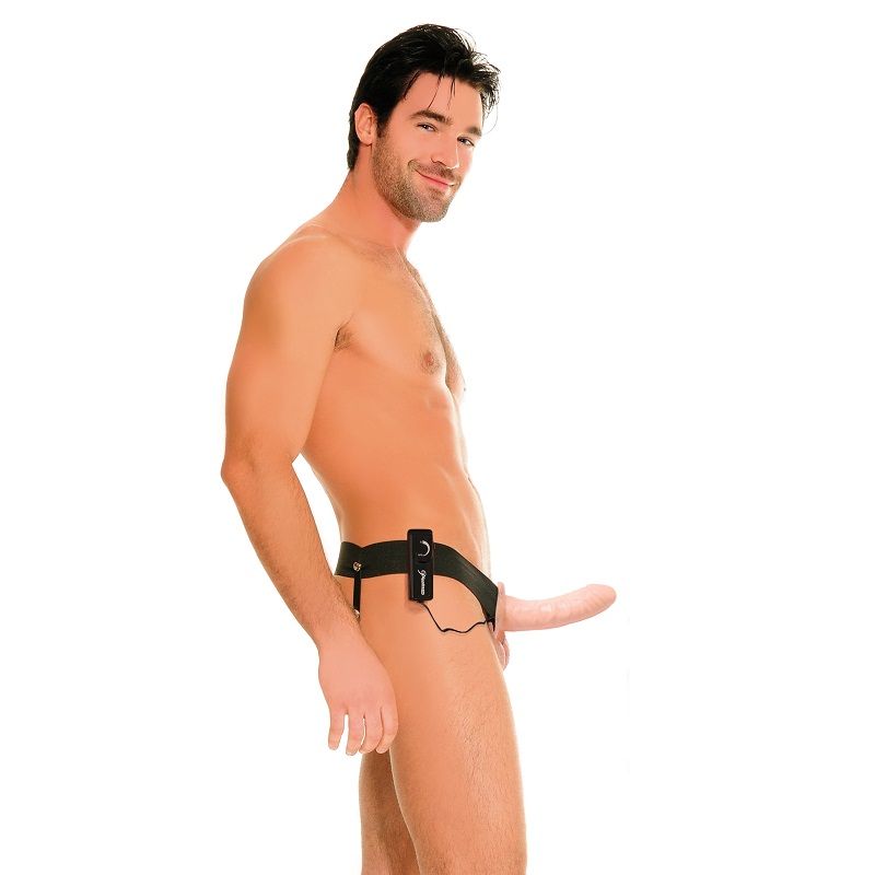 FETISH FANTASY SERIES – HARNAIS VIBRATEUR CREUX POUR LUI ET ELLE NATUREL 14CM