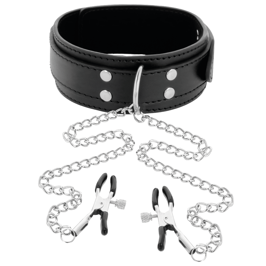 DARKNESS – COLLIER AVEC PINCES  NIPPLE NOIR