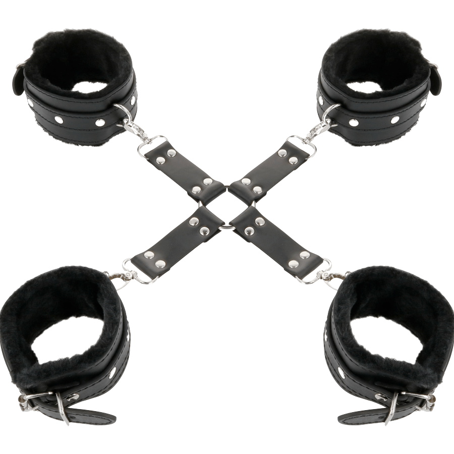 DARKNESS – MENOTTES EN CUIR POUR PIEDS ET MAINS NOIR