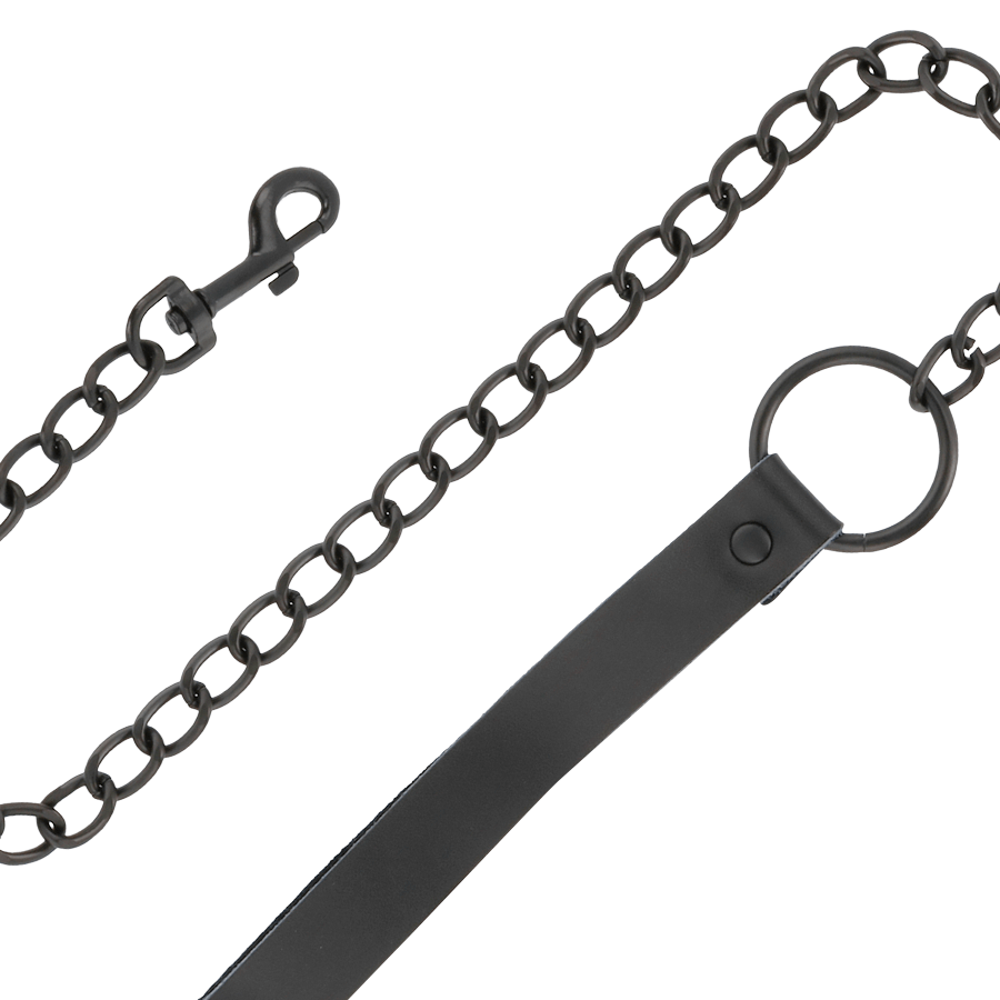 DARKNESS – MENOTTES ET COLLIER EN CUIR NOIR