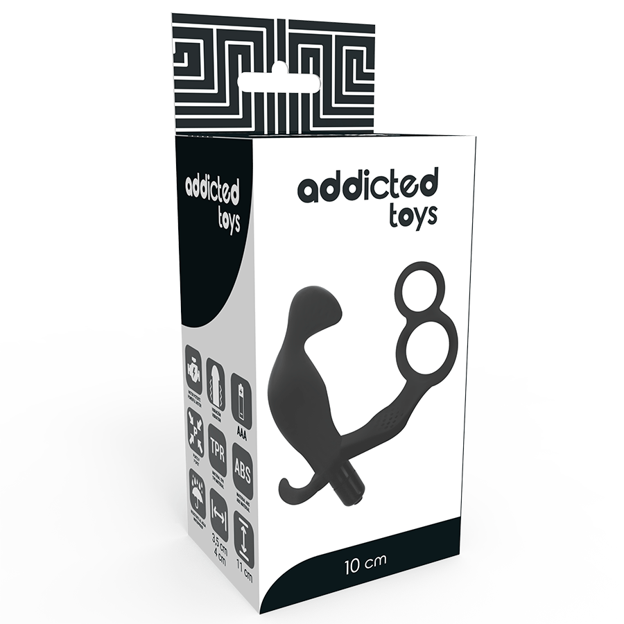 ADDICTED TOYS – PLUG ANAL AVEC DOUBLE ANNEAU PÉNIS ET TESTICULES NOIR
