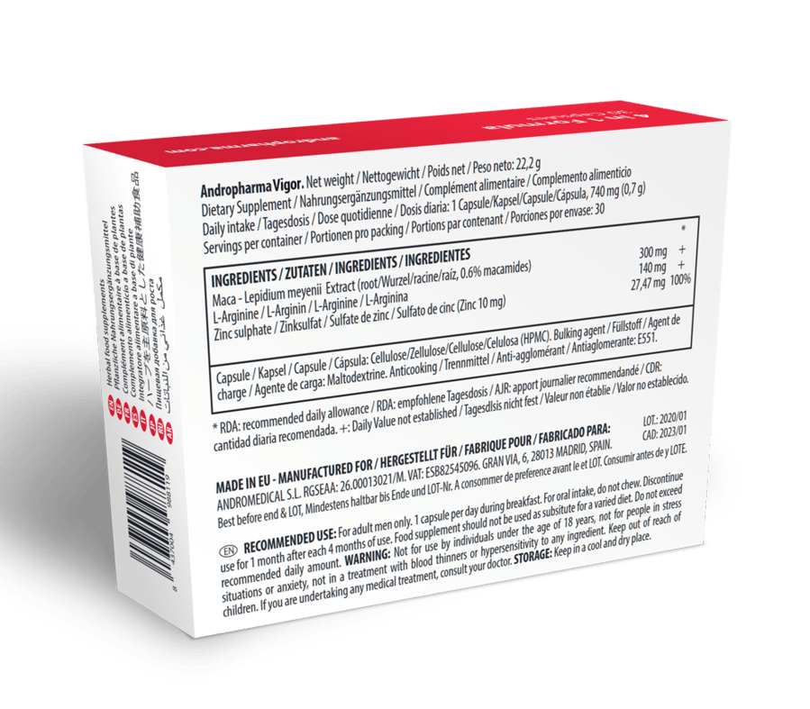 ANDROPHARMA VIGOR – SUPPLÉMENT AMÉLIORATION DE LA LIBIDO
