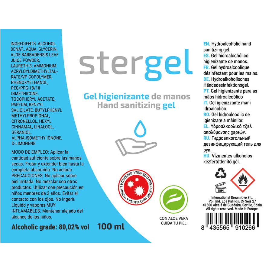 STERGEL – HYDROALCOHOLIC HAND SANITIZING GEL ALOE VERA 100ML