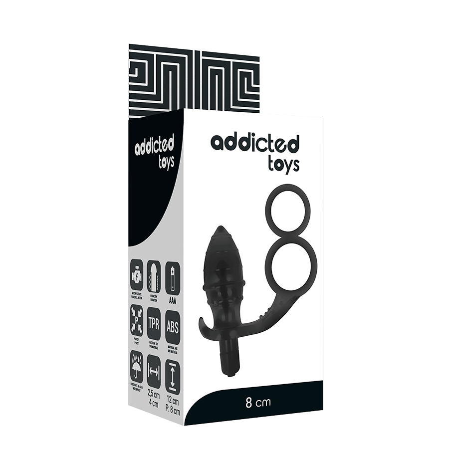 ADDICTED TOYS – PLUG ANAL AVEC DOUBLE ANNEAU NOIR
