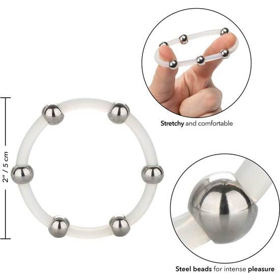 CALEXOTICS – BAGUE EN SILICONE PERLÉE ACIER XL