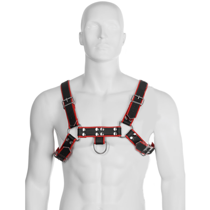 LEATHER BODY – HARNAIS CHAÎNE III NOIR / ROUGE