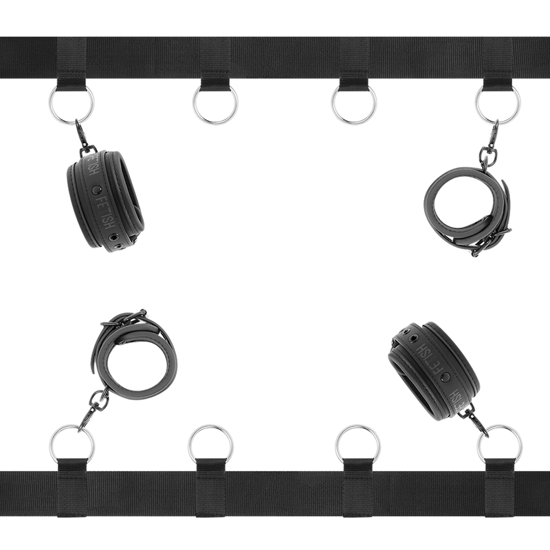 FETISH SUBMISSIVE – ENSEMBLE DE LIENS DE LIT DE LUXE AVEC DOUBLURE EN NOPRÈNE