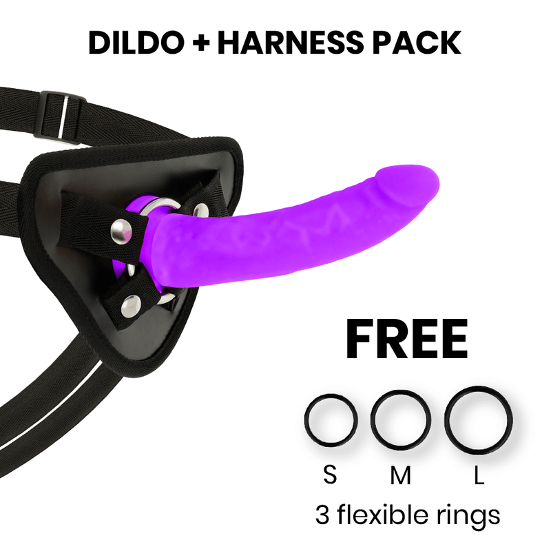DELTA CLUB – TOYS HARNAIS + DONG SILICONE VIOLET 17 CM -O- 3 CM
