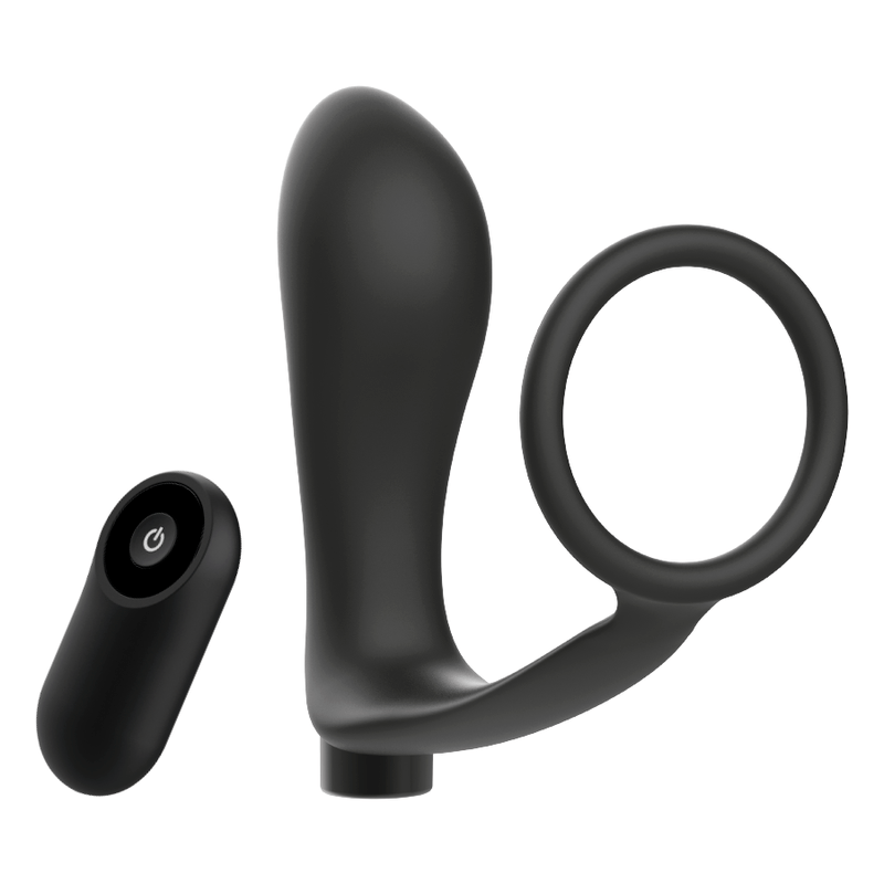 ADDICTED TOYS – ANNEAU PÉNIS AVEC TÉLÉCOMMANDE PLUG ANAL NOIR RECHARGEABLE