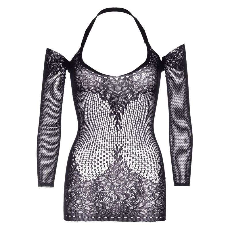 LEG AVENUE – TWIST HALTER DENTELLE MINI ROBE TAILLE UNIQUE