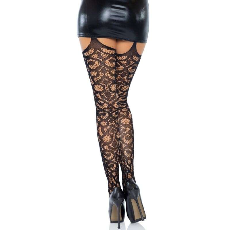 LEG AVENUE – SCROLL DENTELLE JARRATIÈRE BAS TAILLE UNIQUE