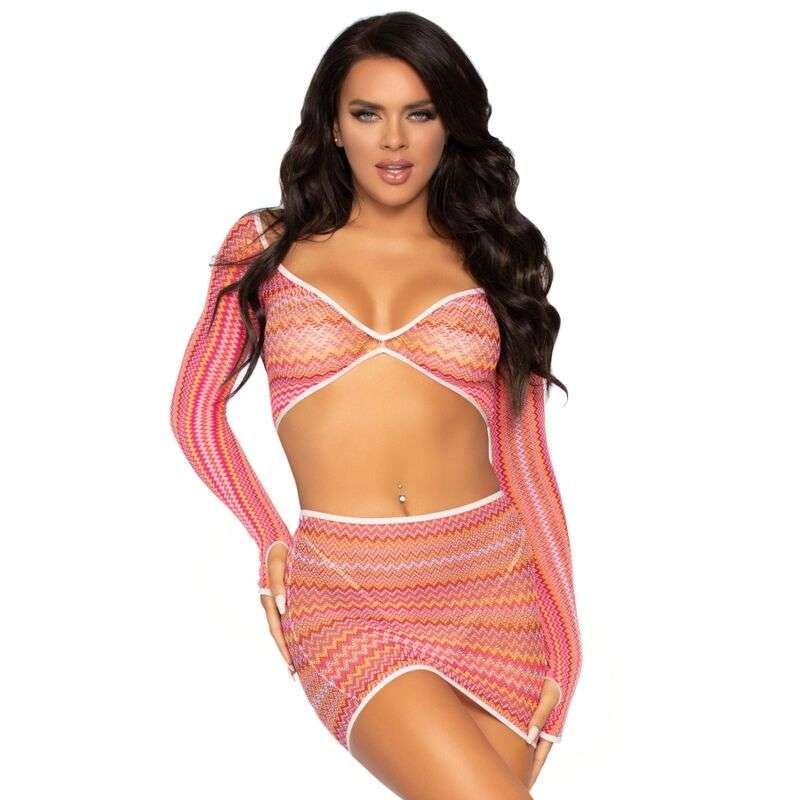 LEG AVENUE – HAUT ZIG ZAG ET MINI-JUPE TAILLE UNIQUE