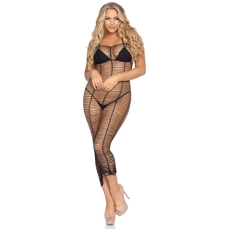 LEG AVENUE – ROBE MAXI EN FILET HORIZONTAL TAILLE UNIQUE