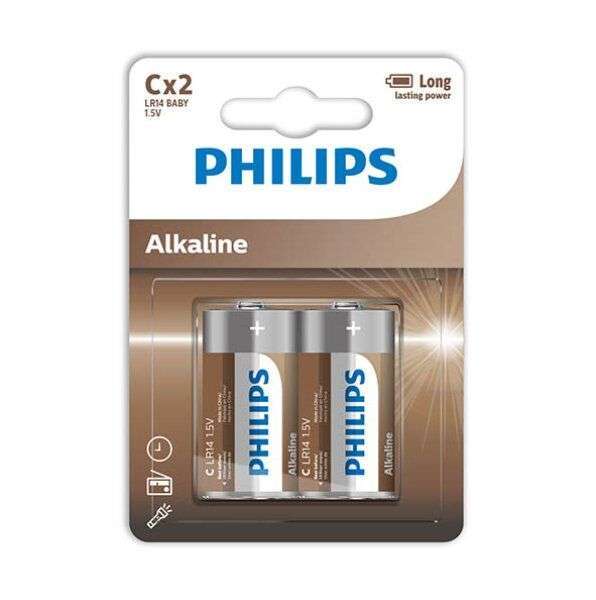 PHILIPS – PILES ALCALINES C LR14 BLISTER*2
