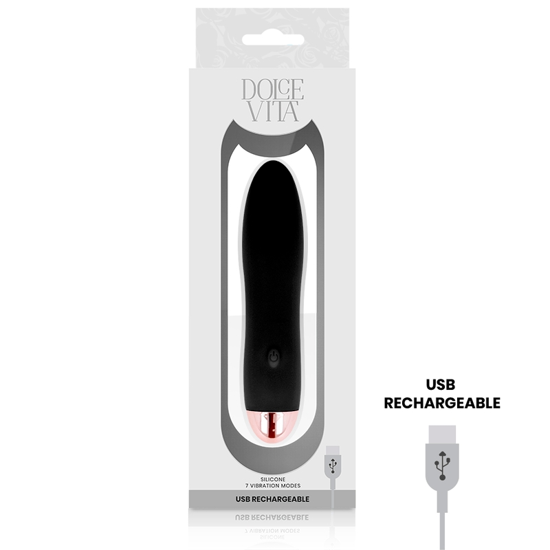 DOLCE VITA – VIBRATEUR RECHARGEABLE QUATRE NOIR 7 VITESSES
