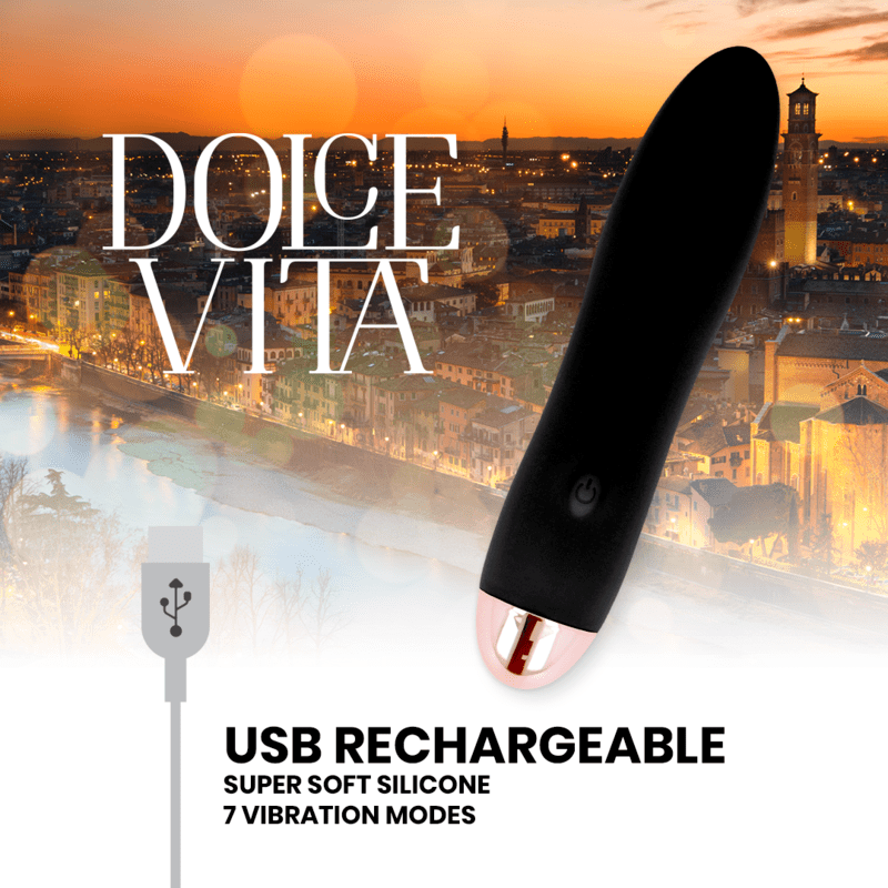 DOLCE VITA – VIBRATEUR RECHARGEABLE QUATRE NOIR 7 VITESSES