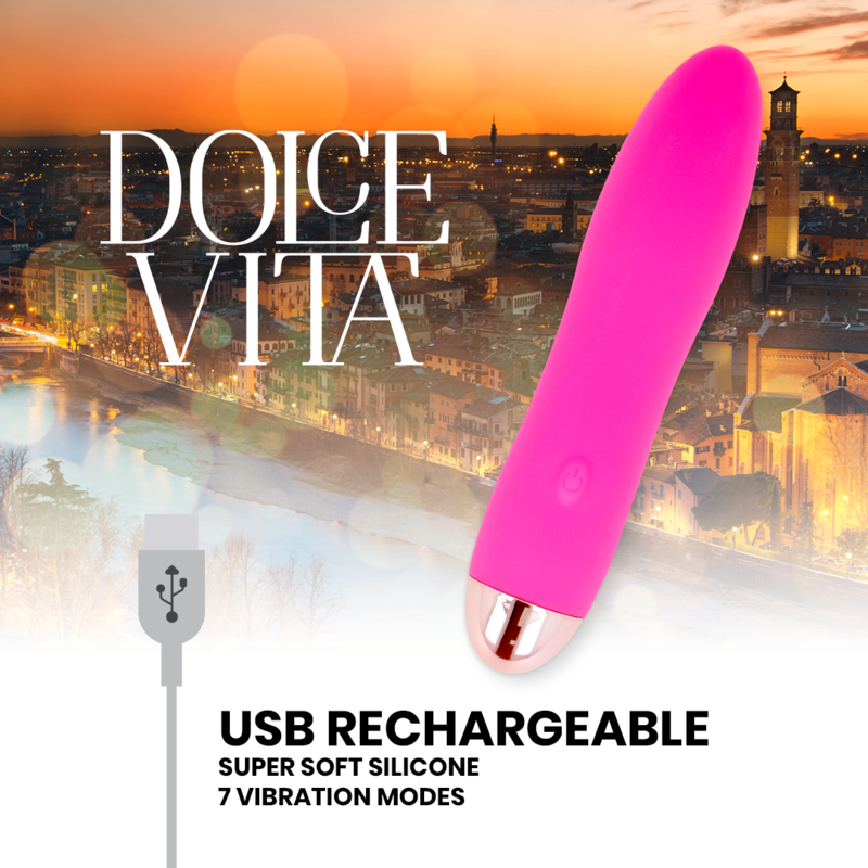 DOLCE VITA – VIBRATEUR RECHARGEABLE QUATRE ROSE 7 VITESSES