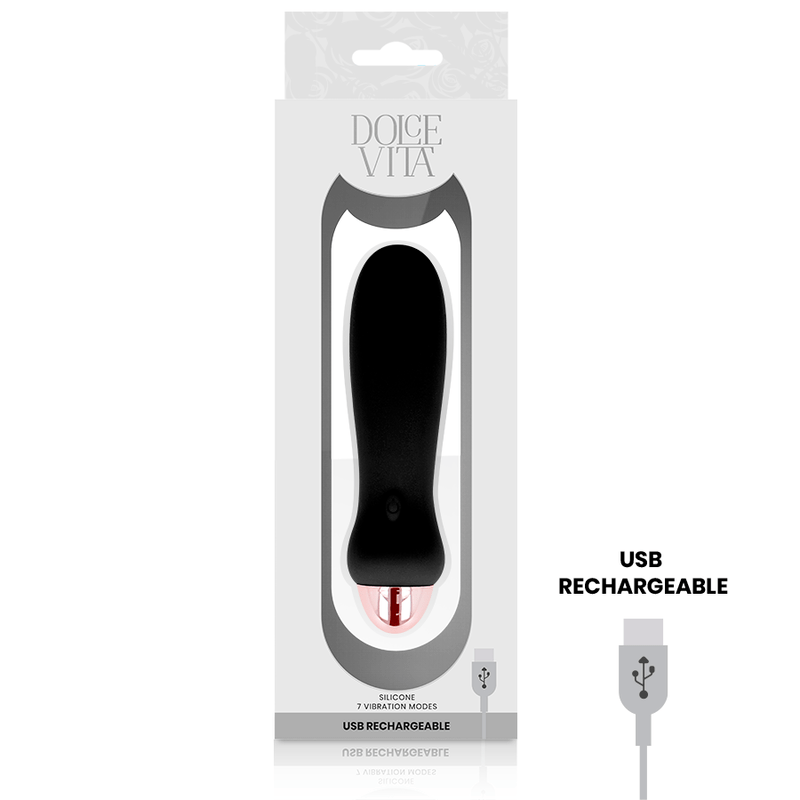 DOLCE VITA – VIBRATEUR RECHARGEABLE CINQ NOIR 7 VITESSES