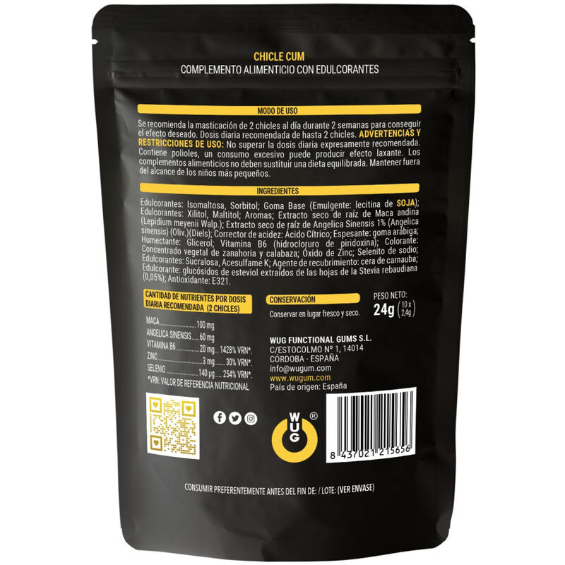 WUG SEX SENSE – CUM AUGMENTATION DE LÉJACULATION GOMME ET SPERME SAVEUR BANANE 10 UNITÉS