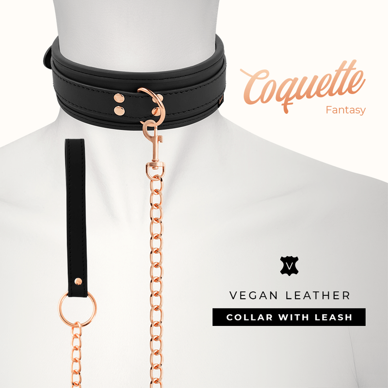 COQUETTE CHIC DESIRE – COLLIER FANTAISIE EN CUIR VÉGAN AVEC BRACELET ET DOUBLURE EN NÉOPRÈNE